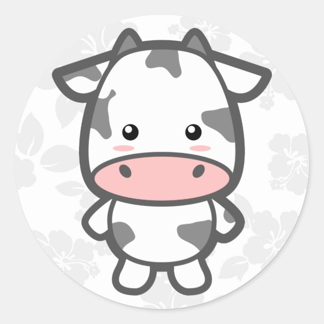 Sticker Rond Vache mignonne (Devant)