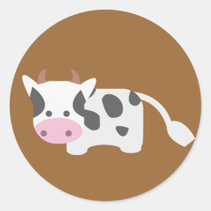 Sticker Rond Vache mignonne et adorable
