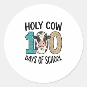 Sticker Rond Vache sacrée 100 jours d'école Vintage T-shirt de