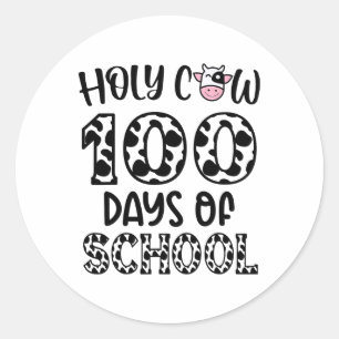 Sticker Rond Vache Sainte 100 Jours D'Enseignants Étudiants Enf