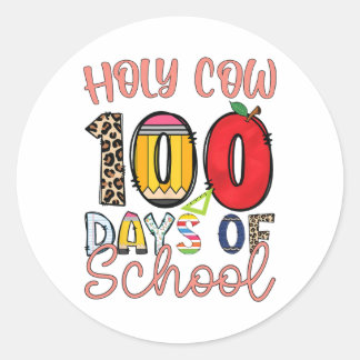 Sticker Rond Vache Sainte 100 Jours D'Enseignants Étudiants Enf