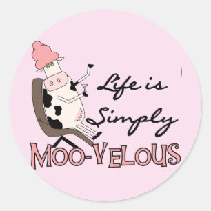 Sticker Rond Vache Simply Tshirts et cadeaux Moo-velous