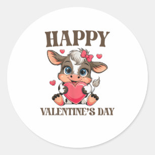 Sticker Rond Vache Valentine's Day Heart Gifts tee drôle Vache 