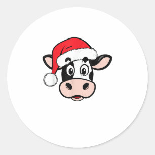 Sticker Rond Vaches de Noël Père Noël mignonne Noël Heifer Fill
