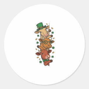 Sticker Rond Vaches empilées mignonnes St Patrick Gravure vinta