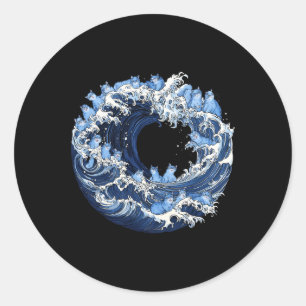 Sticker Rond Vague De Chats Bleus Pour Kamala