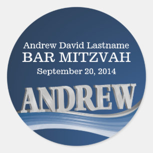Sticker Rond Vague en acier bleu avec nom