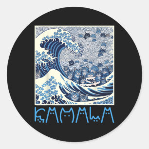 Sticker Rond Vague Mignonne De Chats Bleus Pour Kamala