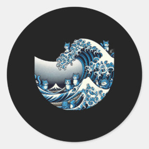 Sticker Rond Vague Mignonne De Chats Bleus Pour Kamala Drôle