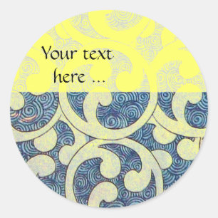 Sticker Rond VAGUES, bleu jaune
