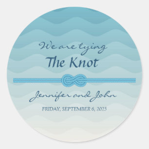 Sticker Rond Vagues et noeud de mariage ombré bleu moderne