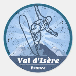 Sticker Rond Val d'Isère Station de ski - Snowboard