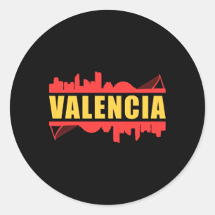 Sticker Rond Valencia Espagne City Skyline Ville Ville Funny Ca