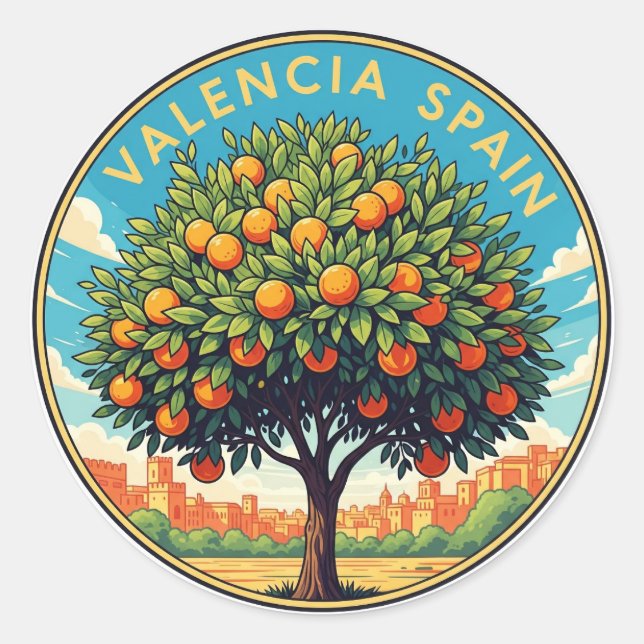Sticker Rond Valencia Espagne Voyage (Devant)
