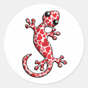 Sticker Rond Valentine Gecko Lizards