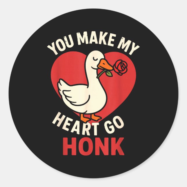 Sticker Rond Valentine Goose Love Valentine's - You Make My Hea (Devant)