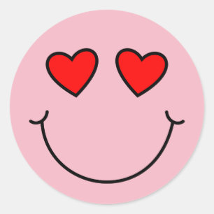 Sticker Rond Valentine Heart Eyes Emoji