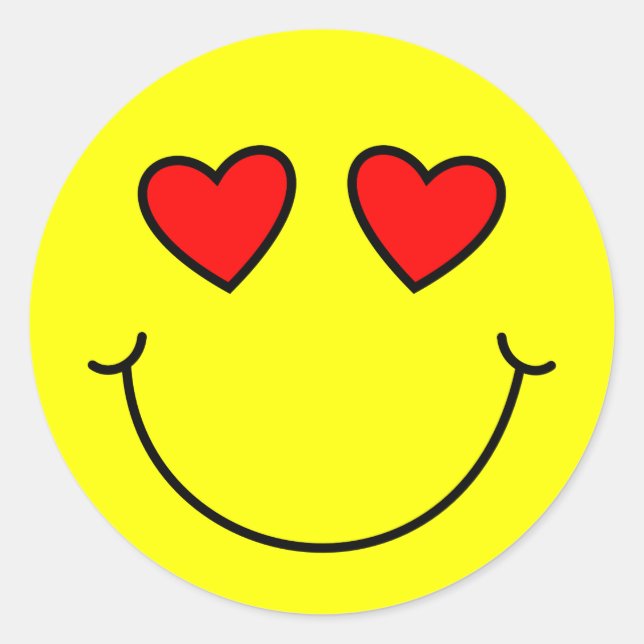 Sticker Rond Valentine Heart Eyes Emoji jaune (Devant)