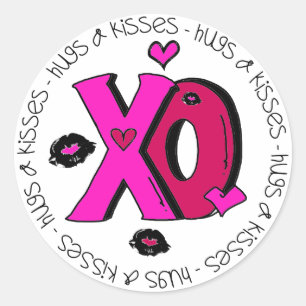 Sticker Rond Valentine Hugs et baisers