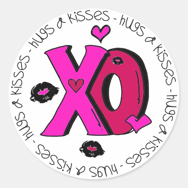 Sticker Rond Valentine Hugs et baisers (Devant)