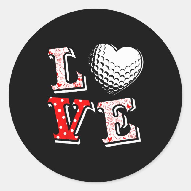 Sticker Rond Valentine Love Golf Heart Valentine Day Women Men  (Devant)