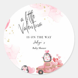 Sticker Rond Valentine rose bébé douche