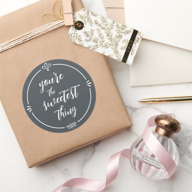 Sticker Rond Valentine Tu es la plus belle chose en noir (Cadeaux)