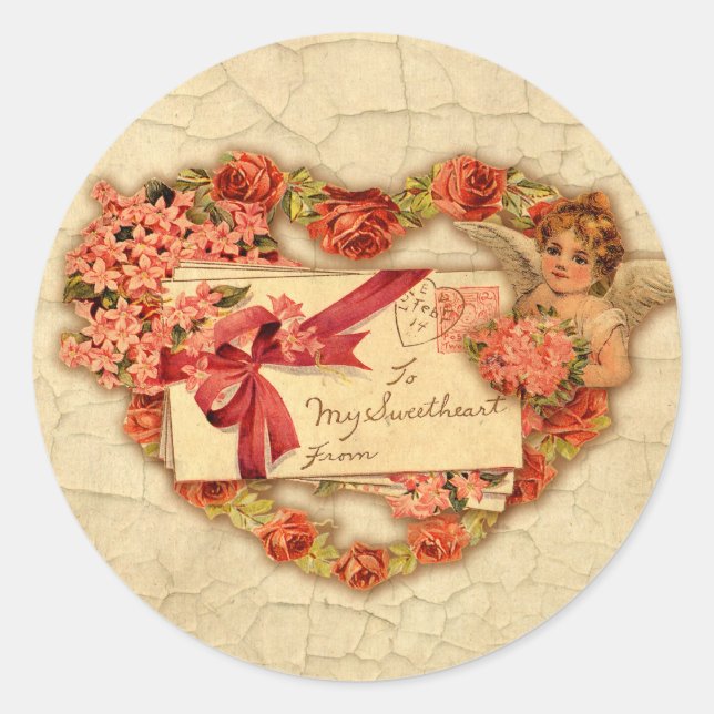 Sticker Rond Valentine victorienne (Devant)