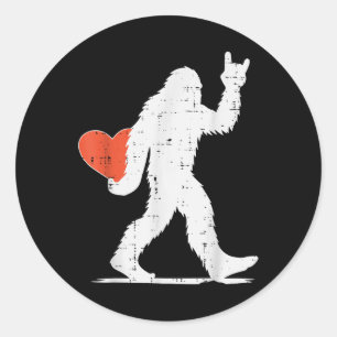 Sticker Rond Valentines Day Bigfoot Rock Heart Sasquatch Femmes