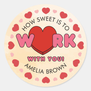 Sticker Rond Valentines Day Coworkers for Faveurs Travail Cute