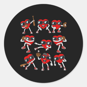 Sticker Rond Valentines Day Heart Baseball Garçons Enfants