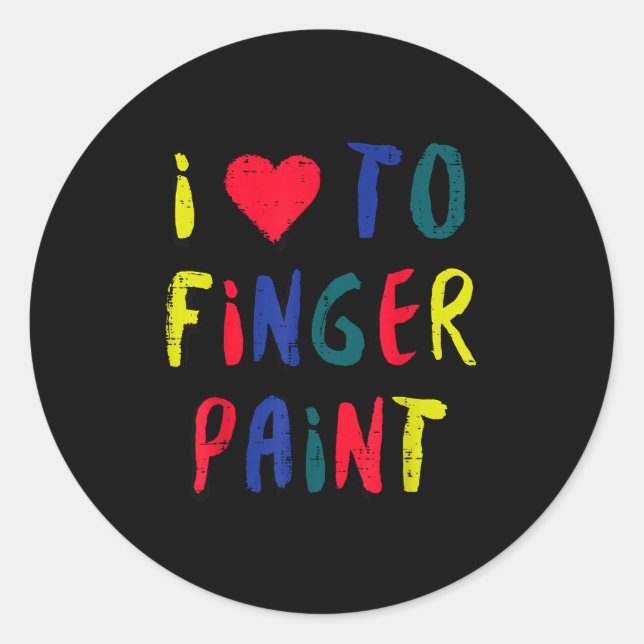 Sticker Rond Valentines Day I Love To Finger Paint Matching Cou (Devant)