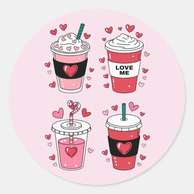 Sticker Rond Valentines Day Latte Coffee Lover (Devant)