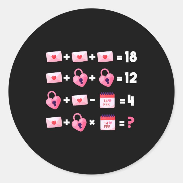 Sticker Rond Valentines Day Order Of Operations Valentines Math (Devant)