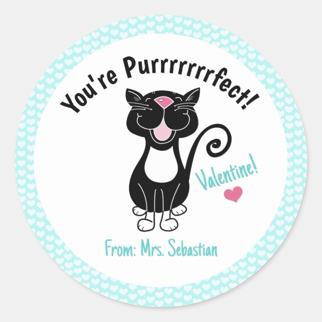 Sticker Rond Valentine's Day Tuxedo Chat Vous êtes des enfants  (Devant)