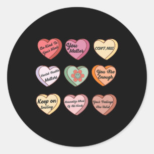 Sticker Rond Valentines de santé mentale Problème de santé ment