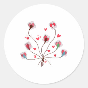 Sticker Rond Valentines Ekg dirige la feuille de triche Télémét