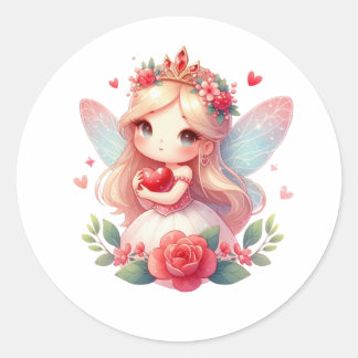 Sticker Rond Valentines Fée adorable