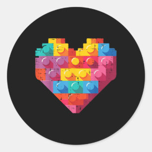 Sticker Rond Valentines Jour Blocks Coeur Bricks Garçons Filles