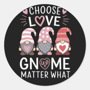 Sticker Rond Valentines Jour Choisir Amour Gnome Matière Quoi