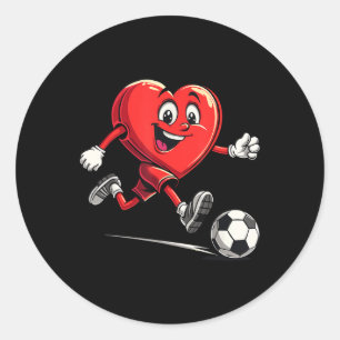 Sticker Rond Valentines Jour Coeur Jouer Au Football Pour Garço