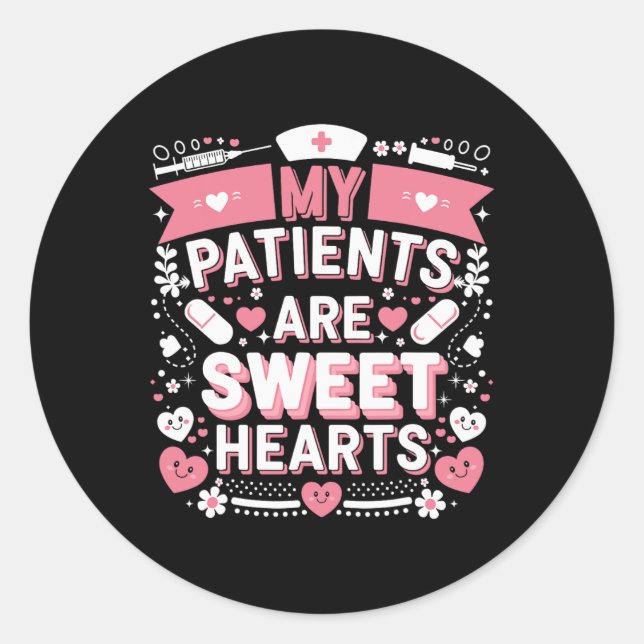 Sticker Rond Valentines Jour Coeurs sucrés Infirmière Amour Mon (Devant)