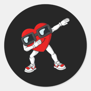 Sticker Rond Valentines Jour Dabbing Coeur Amusants Garçons Enf