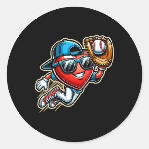 Sticker Rond Valentines Jour de Baseball Garçons Enfants Amusan