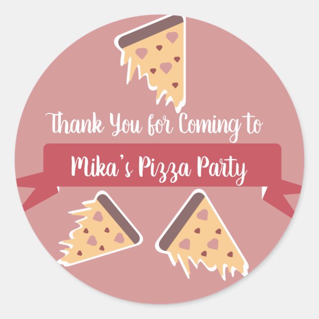 Sticker Rond Valentines Jour Pizza Party Enfants (Devant)