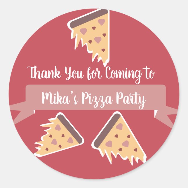 Sticker Rond Valentines Jour Pizza Party Enfants Classic Rou (Devant)