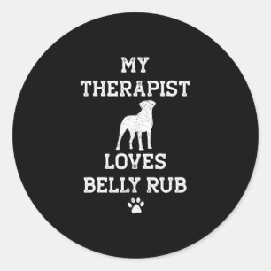 Sticker Rond Vallée Bulldog Mon Thérapeute Aime Le Ventre Rub