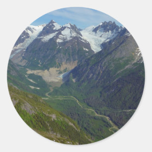 Sticker Rond Vallée sculptée par les glaciers de l'Alaska