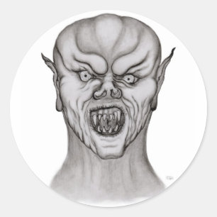 Sticker Rond Vampir noir et blanc