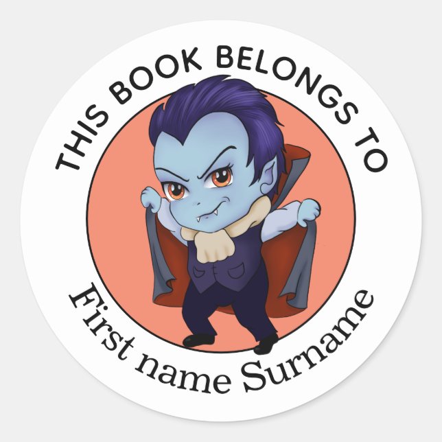 Sticker Rond Vampire Ce Livre Appartient À Personnalisé (Devant)
